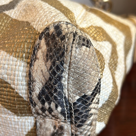 Coach Straw and Snake accented Satchel - Picture 8 of 13